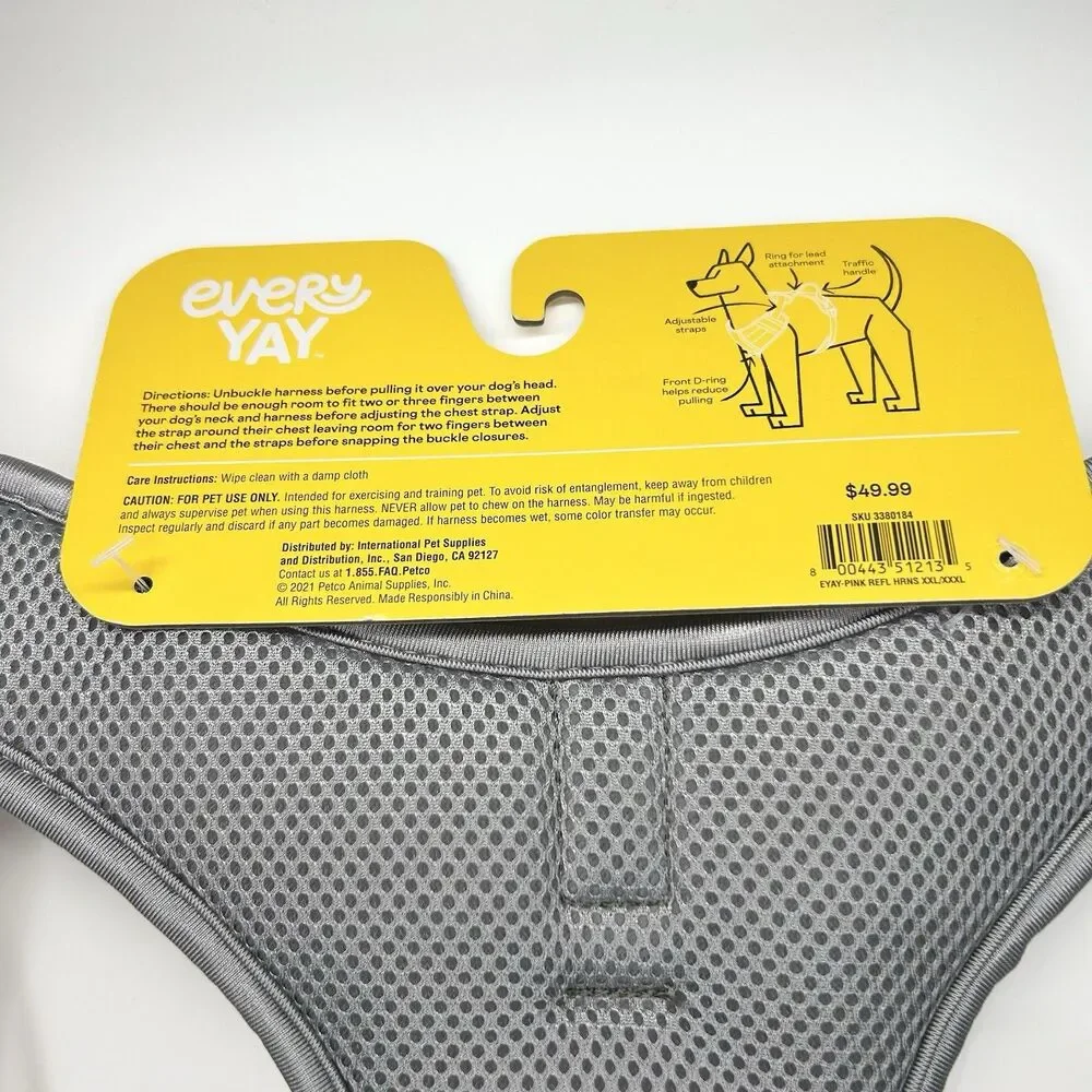 EveryYay Embrace the Pace Pink Front Walking Reflective Dog Harness, XXL / XXXL